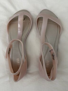 Melissa jelly sandals FLAW ankle strap t strap gladiator jellies nude tan 7